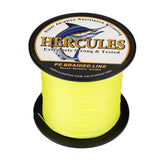 Ligne de pêche tressée HERCULES PE, jaune Fluorescent, 100M, 109Yds, 6lb-100lb, 4 brins