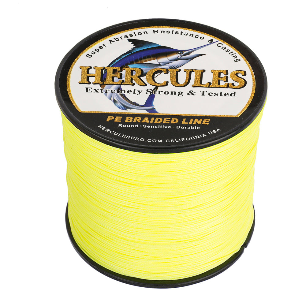 300M 328Yds amarillo fluorescente 10lb-300lb HERCULES PE hilo de pescar trenzado 8 hebras