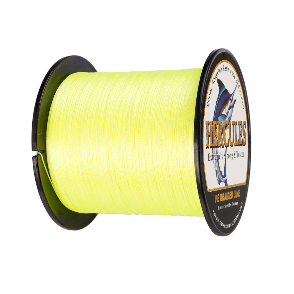 500M 547Yds amarillo fluorescente 6lb-100lb HERCULES PE hilo de pescar trenzado 4 hebras