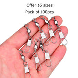 Barrel Swivel with B Snap for Fishing 5/0#-12#, Pack of 100pcs
