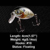 HERCULES 4cm 4g Micro Cranbaits Fishing Lures 5pcs