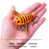 2.36"/0.44oz(6cm/12.5g) Topwater Hard Bait Wobbler Bee Popper Fishing Lures