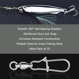 Ball Bearing Swivel with Reinforced Duo Lock Snap Pack of 10