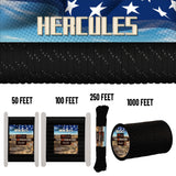 HERCULES Reflective 550 Paracord Black for Camping Rope Type III Parachute Cord