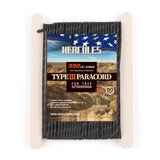 HERCULES Reflective 550 Paracord Black for Camping Rope Type III Parachute Cord