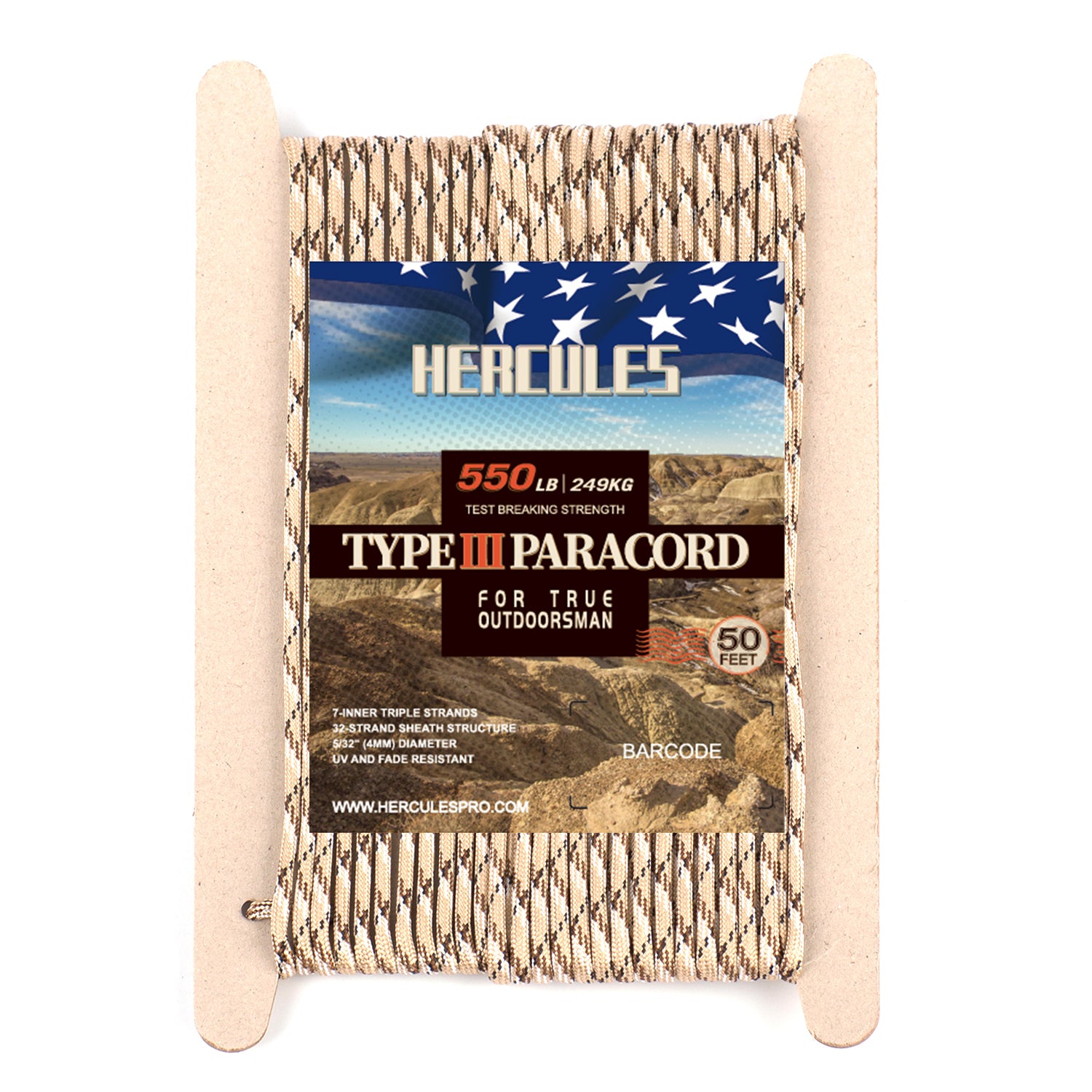 HERCULES 250ft Type III Paracord 550 Paracord lot Rope Parachute Cord  Reflective