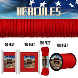 HERCULES 550 Paracord Survival Rope Imperial Red Type III Parachute Cord for Camping