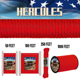 HERCULES Reflective 550 Paracord Imperial Red for Camping Rope Type III Parachute Cord