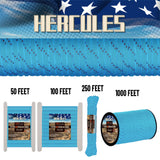 HERCULES – paracorde réfléchissante 550, bleu lac, pour Camping, corde de Parachute de Type III