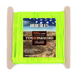 HERCULES 550 Paracord Survival Rope Neon Green Type III Parachute Cord for Camping