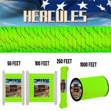HERCULES Reflektierendes 550 Paracord Neongrün für Campingseil Typ III Fallschirmschnur 