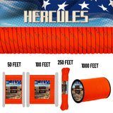 HERCULES Reflektierendes 550 Paracord Neon Orange für Campingseil Typ III Fallschirmschnur 