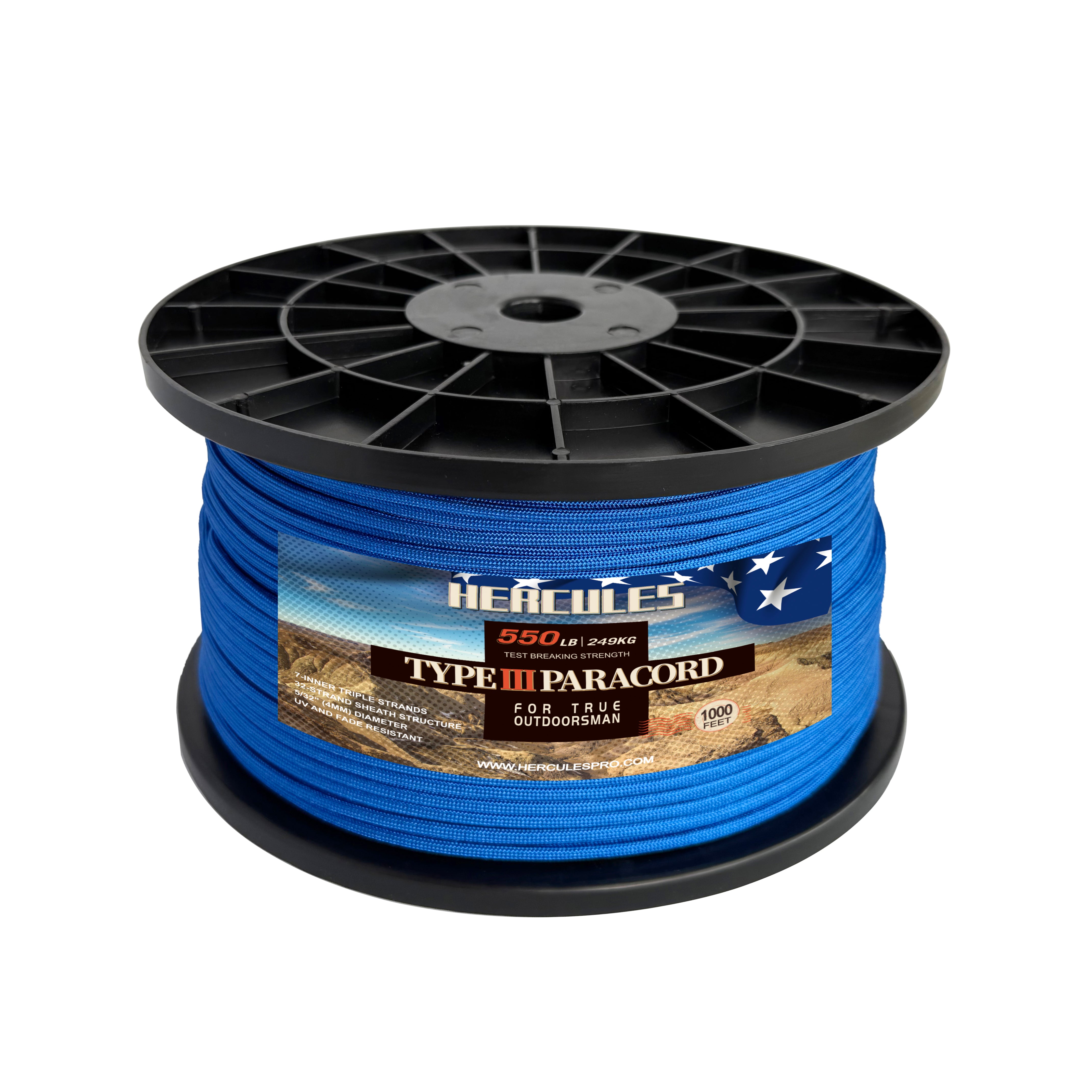 HERCULES 550 Paracord Survival Rope Royal Blue Type III Parachute Cord HERCULES Fishing HERCULES 550 Paracord Survival Rope Royal Blue Type III Parachute Cord HERCULES Fishing