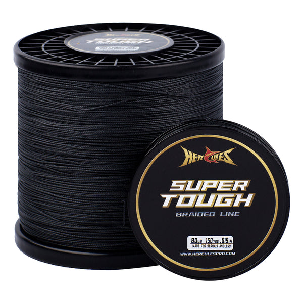 HERCULES Super Tough 4 LB -160 LB PE Black Braided Fishing Line Low  Visibility