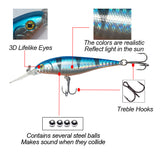 HERCULES Shallow Deep Diving Swimbait Minnow Fishing Lures(pack of 10)