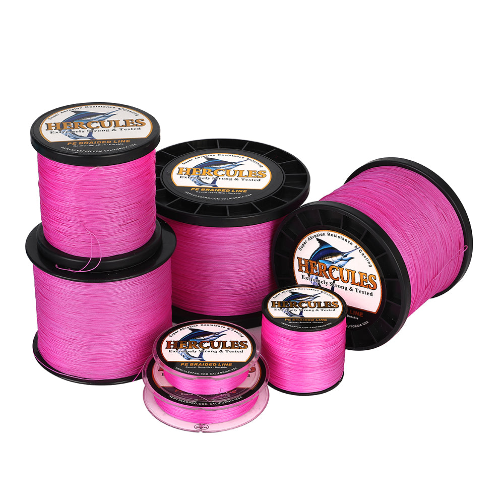 1000M 1094Yds Pink 10lb-420lb HERCULES PE Braided Fishing Line 12 Stra – HERCULES  Fishing