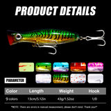 HERCULES 5" Big Mouth Popper Bait Topwater Fishing Lure