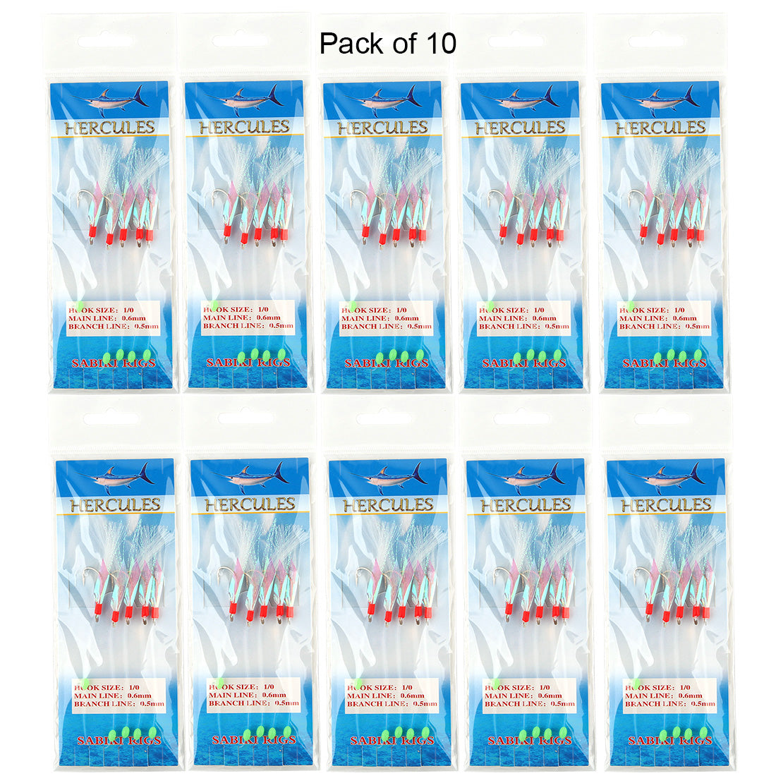 Skipaelf Luminous Sabiki Rig Set - 20 Pack | Surf Fishing Bait Rigs With Sharp Hooks And Shrimp