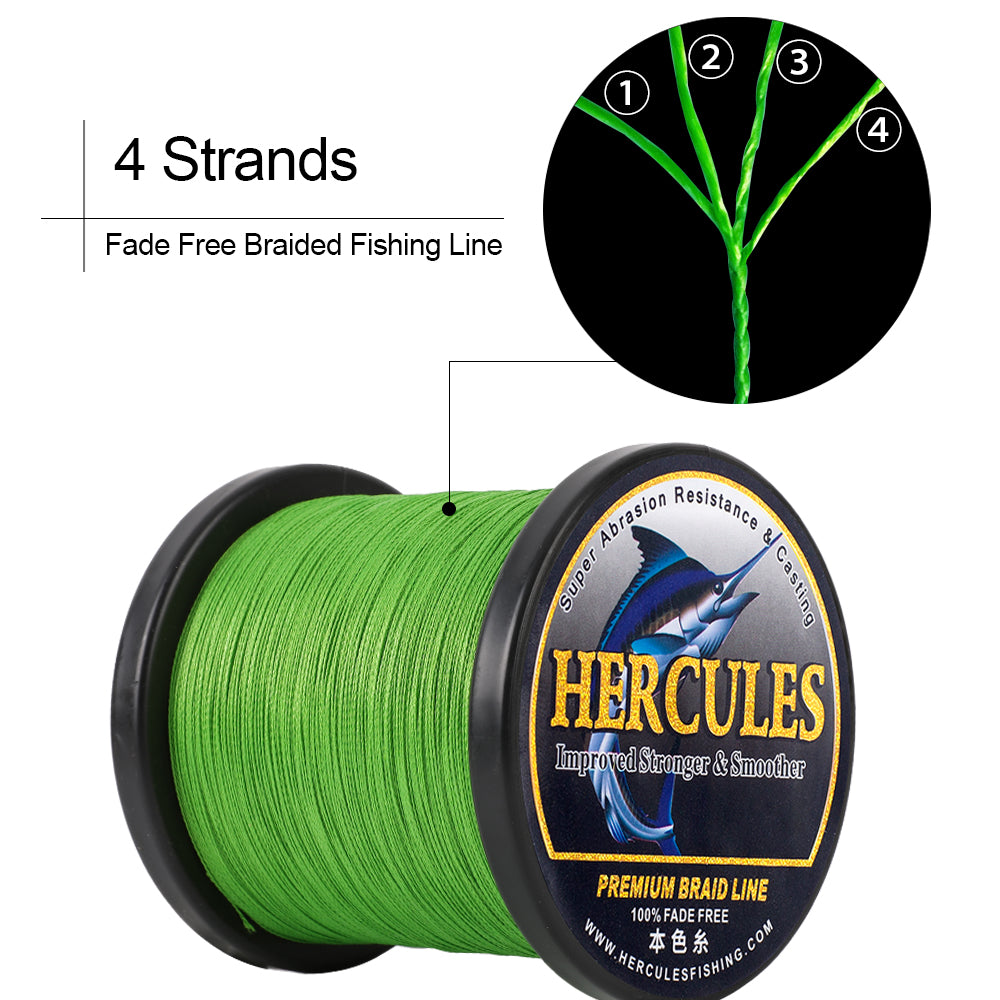 HERCULES Super Tough Braided Fishing Line 4 pounds Test Black 4LB (150  Yards) - 4 Strands : : Sports & Outdoors