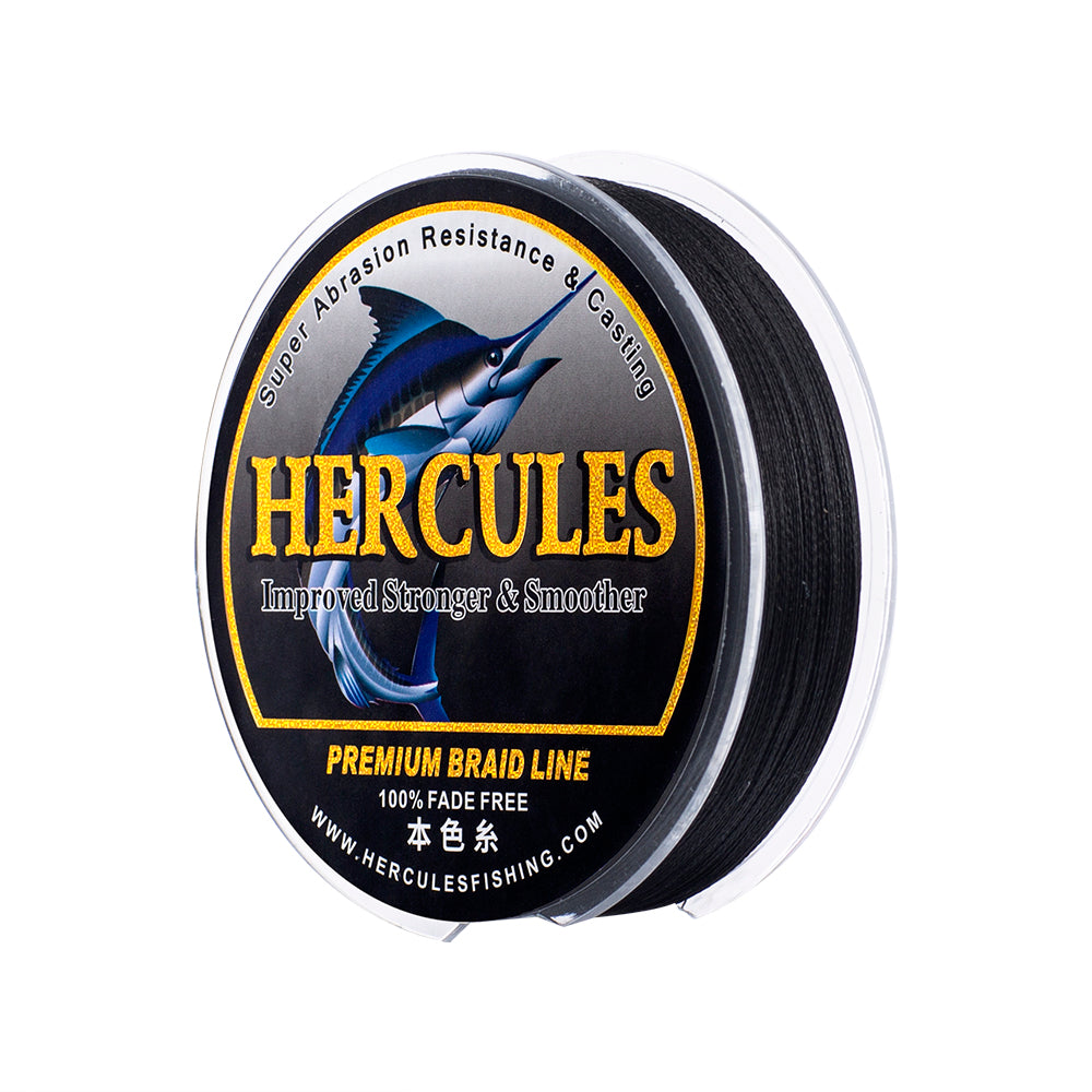 HERCULES-sedal de pesca negro, sin decoloración, 4 hebras, 6LB-100LB, hilo de pescar de PE trenzado