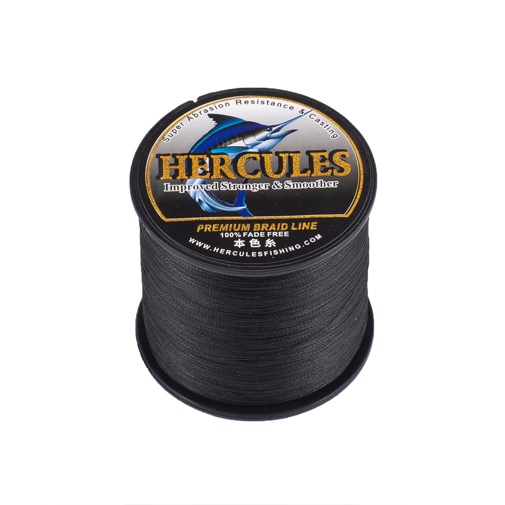 HERCULES-sedal de pesca negro, sin decoloración, 4 hebras, 6LB-100LB, hilo de pescar de PE trenzado