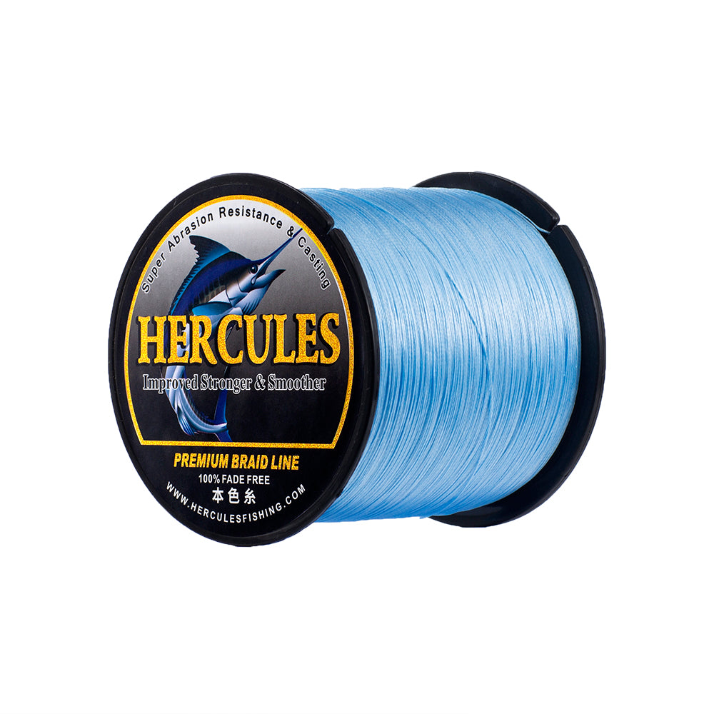 Línea de pesca HERCULES Azul que no se decolora, línea de pesca trenzada de PE de 8 hebras, 10LB-120LB