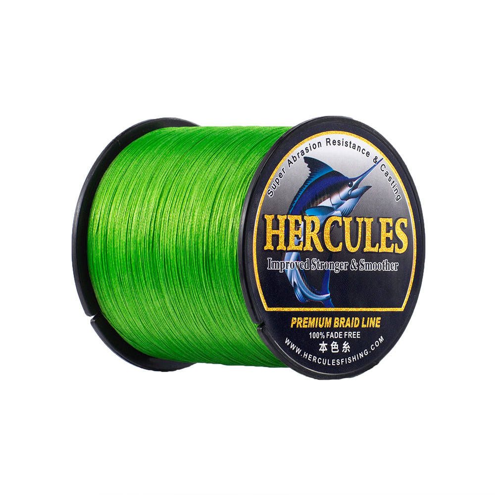 Línea de pesca HERCULES, verde fluorescente, sin decoloración, 8 hebras, 10LB-120LB, línea de pesca trenzada de PE