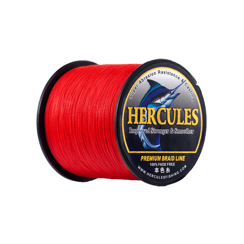 Línea de pesca HERCULES Roja sin decoloración, 4 hebras, 6LB-100LB, línea de pesca trenzada de PE