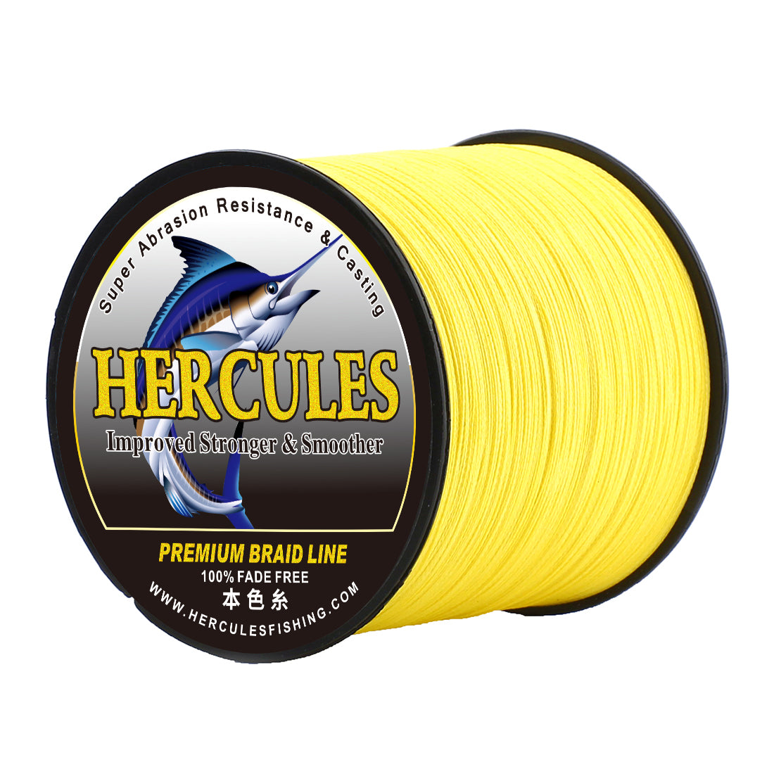 HERCULES-sedal de pesca amarillo, sin decoloración, 4 hebras, 6LB-100LB, hilo de pescar de PE trenzado