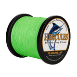 Ligne de pêche tressée HERCULES PE, vert Fluorescent, 2000M, 2187Yds, 10lb-250lb, 12 brins
