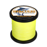 HERCULES Fluorescent Yellow 12 Strands 10lb-420lb PE Braided Fishing Line 100M-2000M