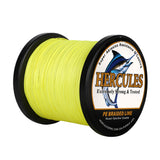 Ligne de pêche tressée HERCULES PE, jaune Fluorescent, 1500M, 1640Yds, 10lb-420lb, 12 brins