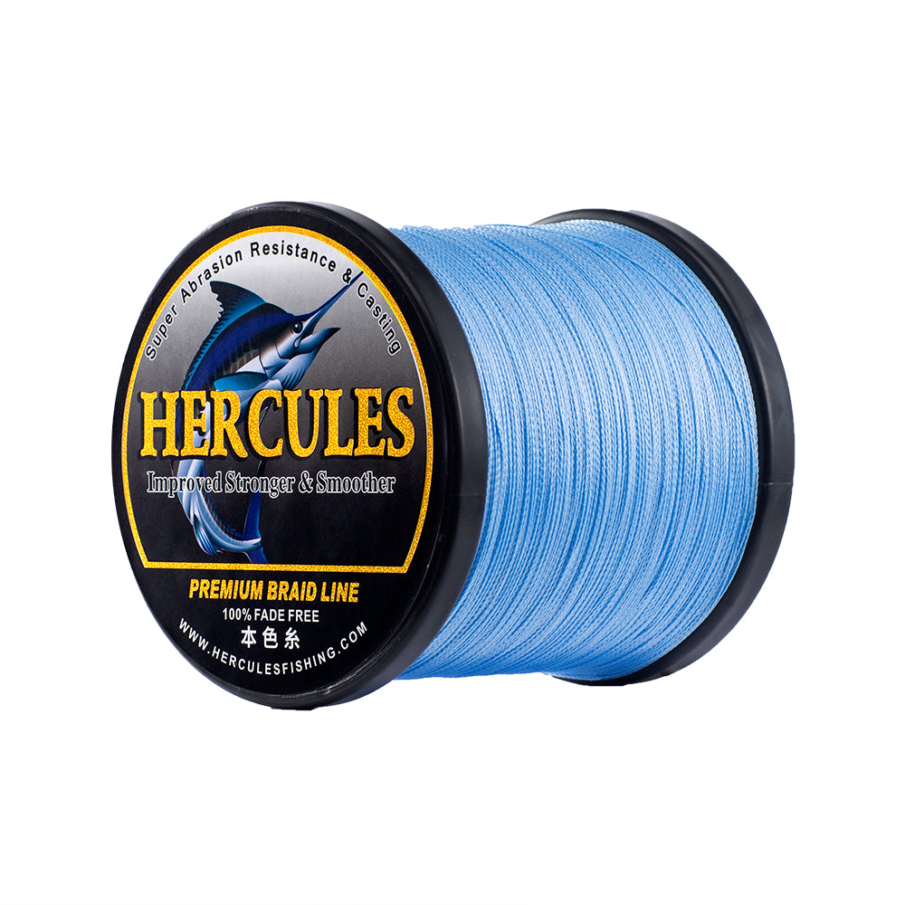 HERCULES-sedal de pesca azul sin decoloración, 4 hebras, 6LB-100LB, hilo de pescar de PE trenzado