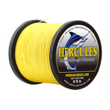 HERCULES-sedal de pesca amarillo, sin decoloración, 4 hebras, 6LB-100LB, hilo de pescar de PE trenzado