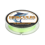 HERCULES Fluorescent Green 12 Strands 10lb-420lb PE Braided Fishing Line 100M-2000M