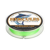 Ligne de pêche tressée HERCULES PE, 100M, 109Yds, vert Fluorescent, 10lb-420lb, 12 brins