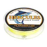 HERCULES Fluorescent Yellow 12 Strands 10lb-420lb PE Braided Fishing Line 100M-2000M