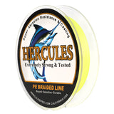 Ligne de pêche tressée HERCULES PE, jaune Fluorescent, 100M, 109Yds, 10lb-420lb, 12 brins