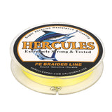 HERCULES Yellow 12 Strands 10lb-420lb PE Braided Fishing Line 100M-2000M
