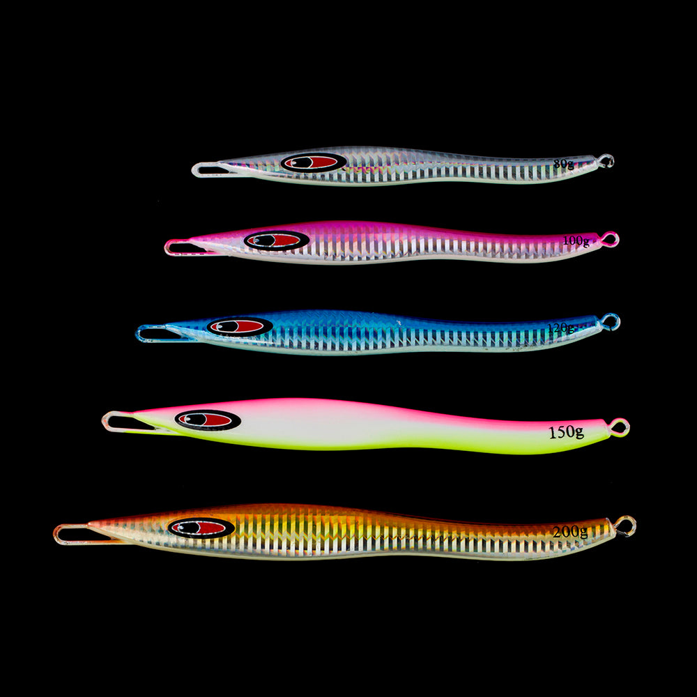 HERCULES Metal Lure Bait Fluorescent Lure S-shaped Slim Lure Pack of 5